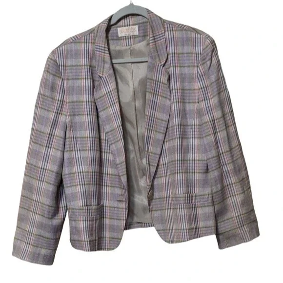 Pendleton plaid spring holiday blazer rayon women's size 16 - Picture 12 of 12